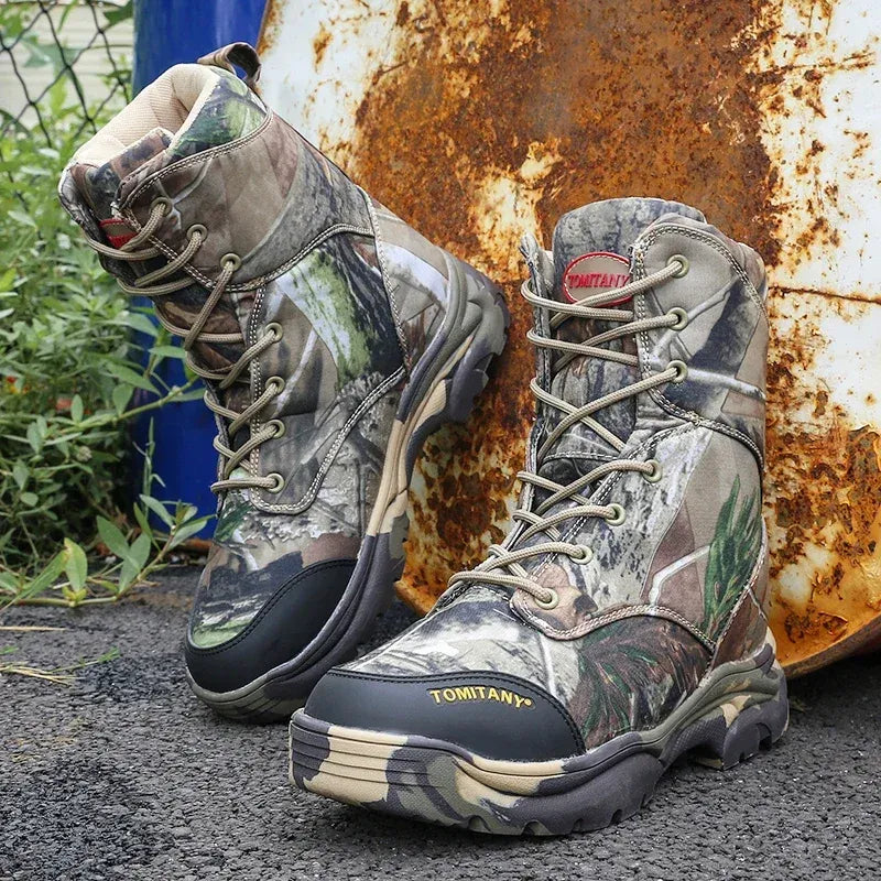 Chaussures de randonnée montantes camouflage, membrane imperméable