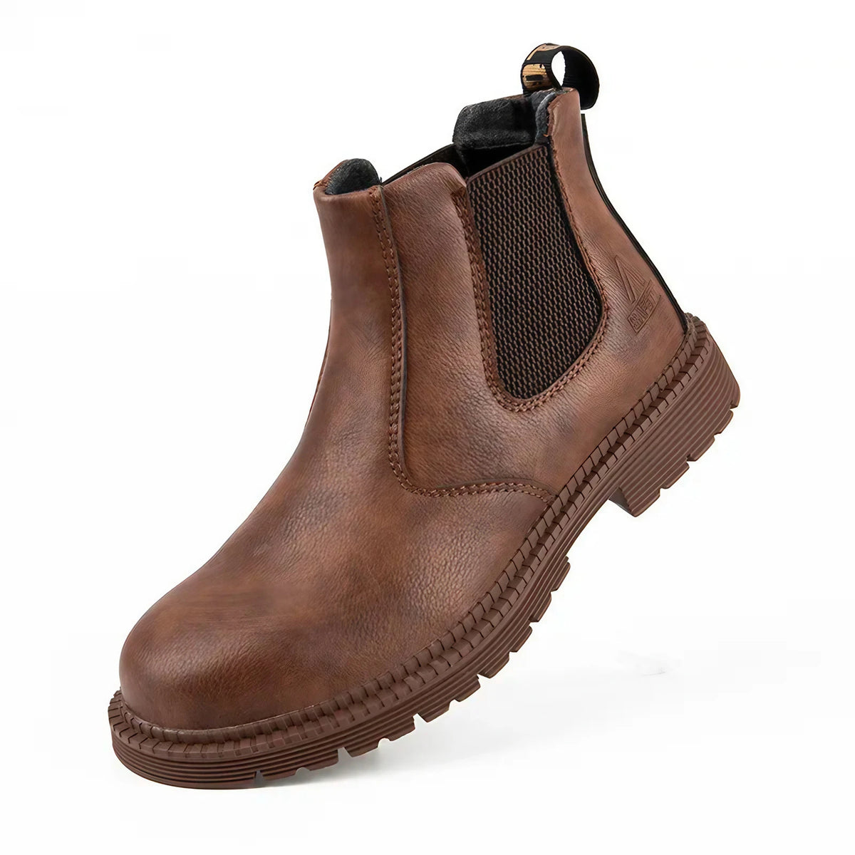 Bottes de sécurité homme à embout acier, montantes et imperméables, marron