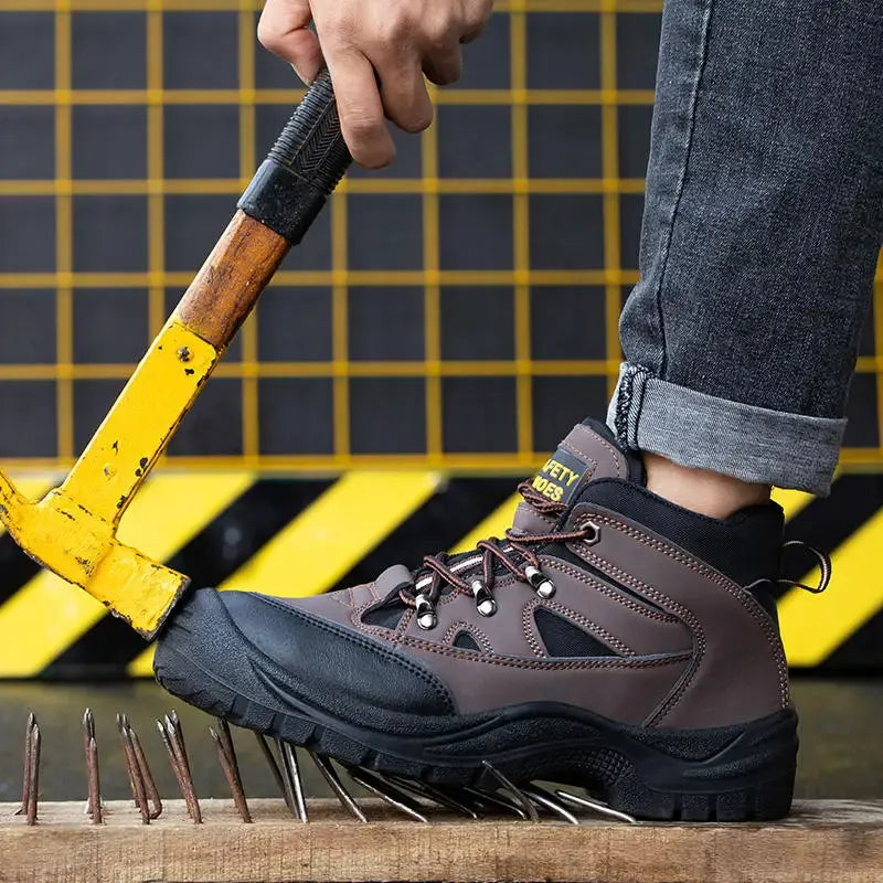 Bottes de sécurité homme à embout acier, marron, du 39 au 46