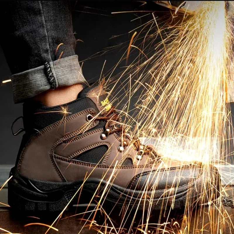Bottes de sécurité homme à embout acier, marron, du 39 au 46