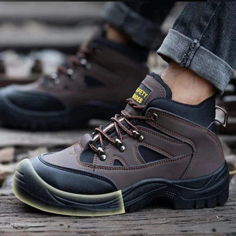 Bottes de sécurité homme à embout acier, marron, du 39 au 46