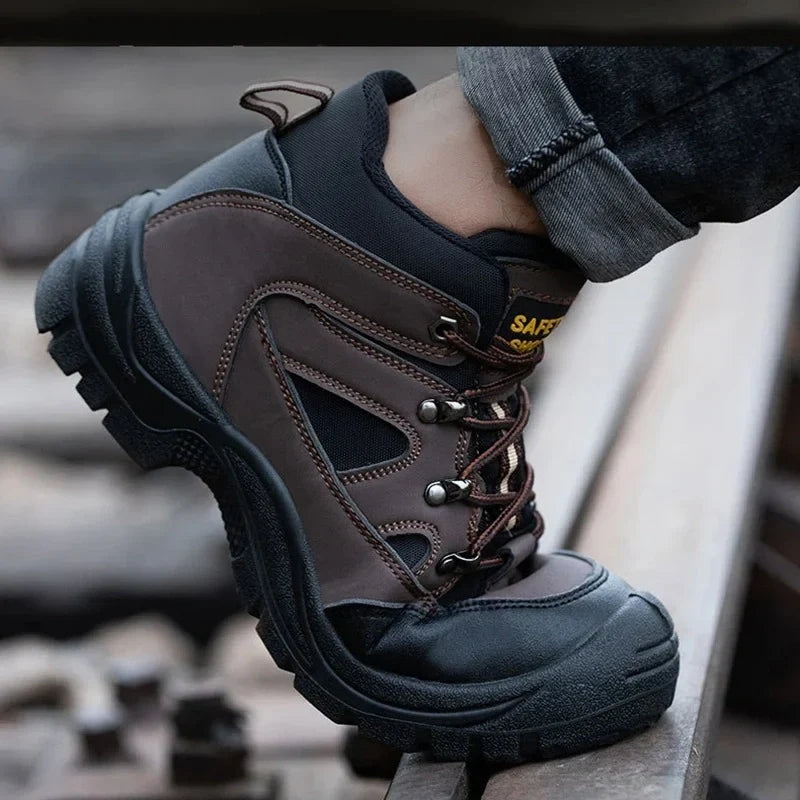 Bottes de sécurité homme à embout acier, marron, du 39 au 46