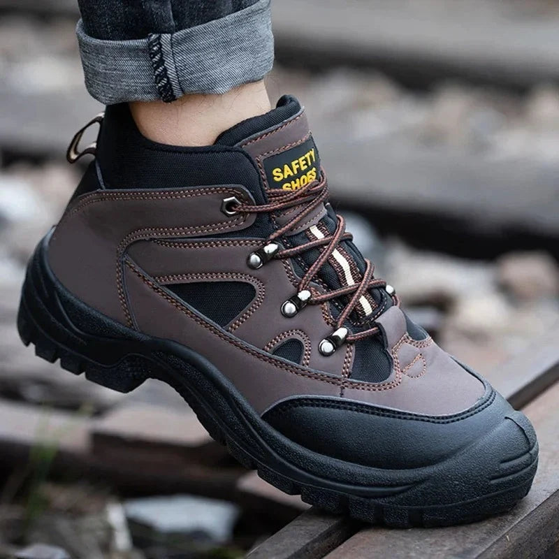 Bottes de sécurité homme à embout acier, marron, du 39 au 46