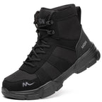 Bottes de sécurité unisexe à embout acier, fermeture à boucle, noir