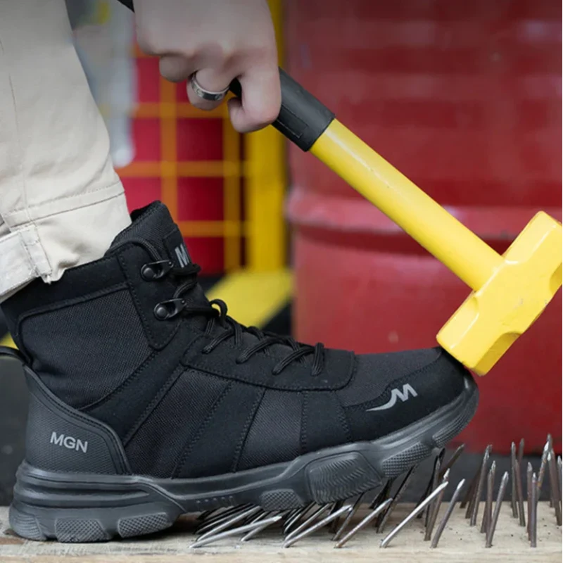 Bottes de sécurité unisexe à embout acier, fermeture à boucle