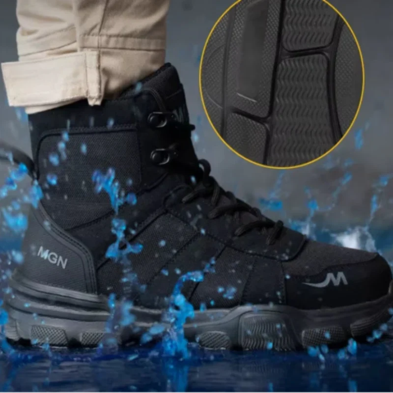 Bottes de sécurité unisexe à embout acier, fermeture à boucle