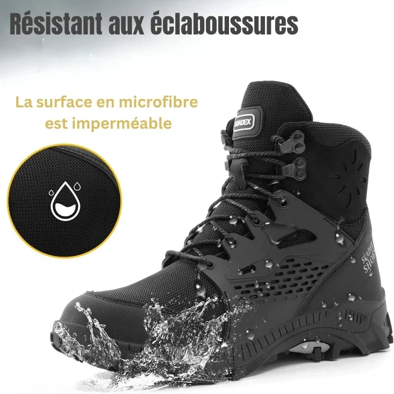 Bottes de sécurité unisexe à embout acier, tige imperméable