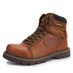 Bottes de sécurité mixtes en cuir, embout renforcé, marron ou noir, marron