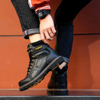Bottes de sécurité mixtes en cuir, embout renforcé, marron ou noir