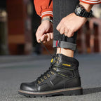 Bottes de sécurité mixtes en cuir, embout renforcé, marron ou noir