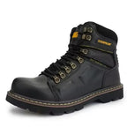 Bottes de sécurité mixtes en cuir, embout renforcé, marron ou noir, noir