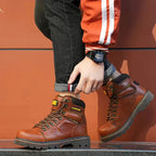 Bottes de sécurité mixtes en cuir, embout renforcé, marron ou noir