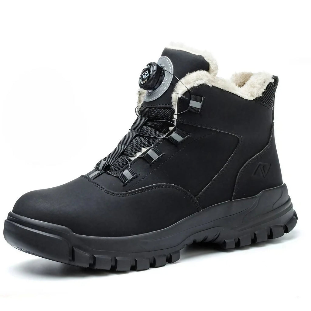 Bottes de travail fourrées mixtes, embout acier, bouton rotatif, noir