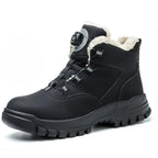 Bottes de travail fourrées mixtes, embout acier, bouton rotatif, noir