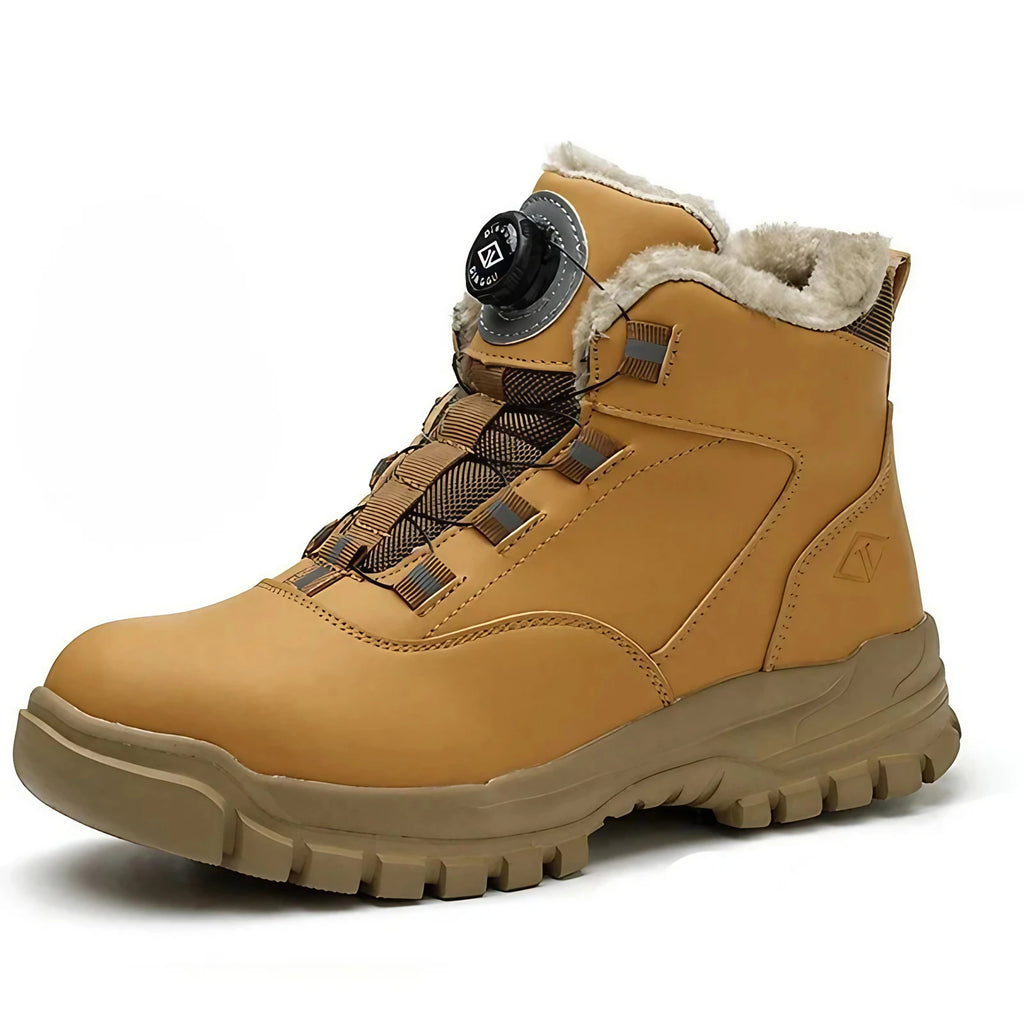 Bottes de travail fourrées mixtes, embout acier, bouton rotatif, jaune