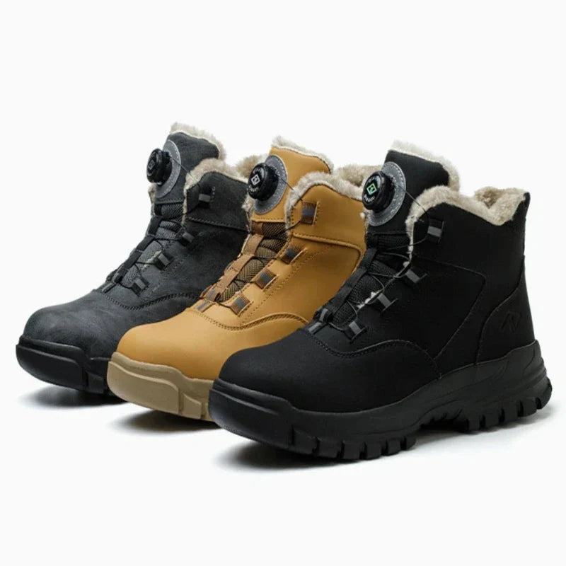 Bottes de travail fourrées mixtes, embout acier, bouton rotatif