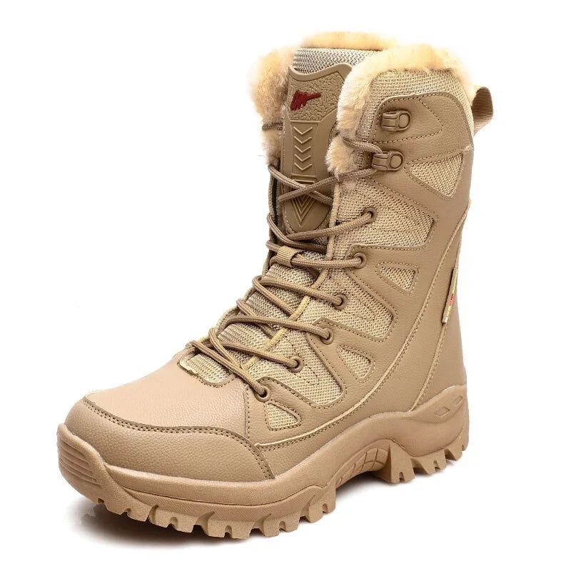 Bottes de randonnée tactiques mixtes, semelle EVA, option fourrée, marron, fourré