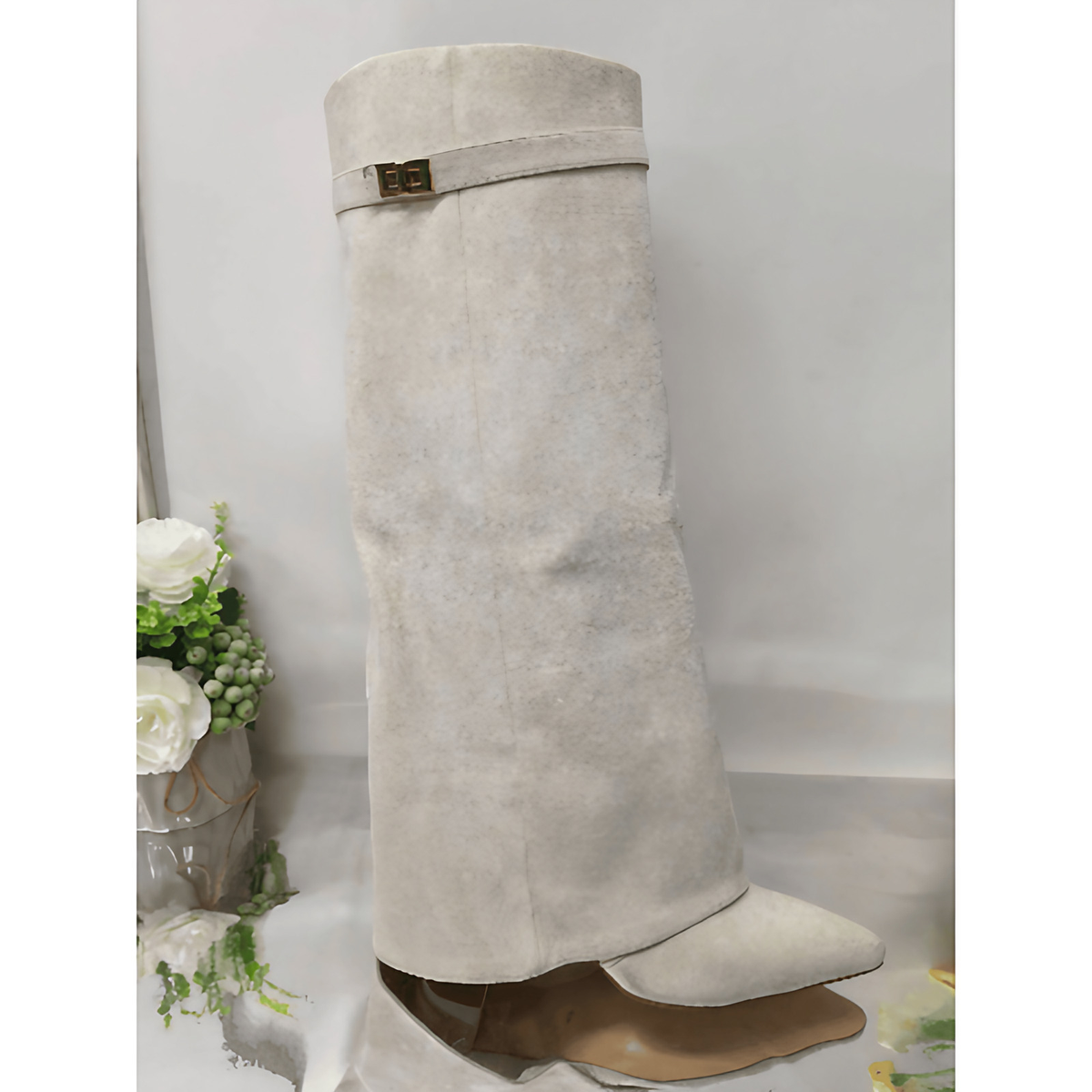 Bottes femme à fermeture éclair, ligne épurée, cinq coloris, gris clair