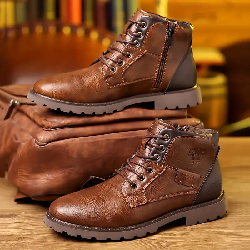 Bottes homme à fermeture éclair, marron ou noir, marron