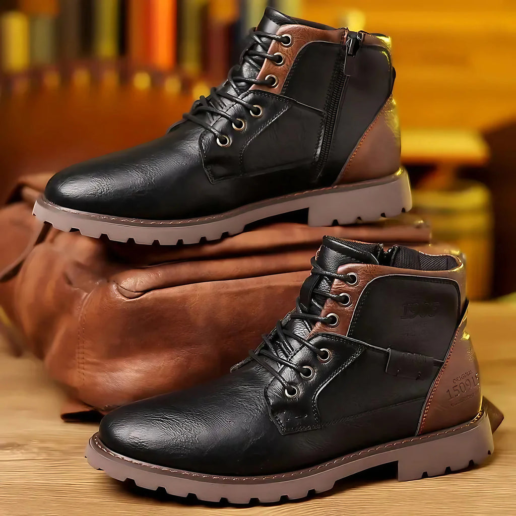 Bottes homme à fermeture éclair, marron ou noir, noir