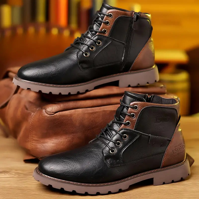 Bottes homme à fermeture éclair, marron ou noir, noir