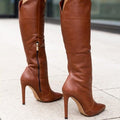 Bottes femme à talon aiguille et bout pointu, zip latéral