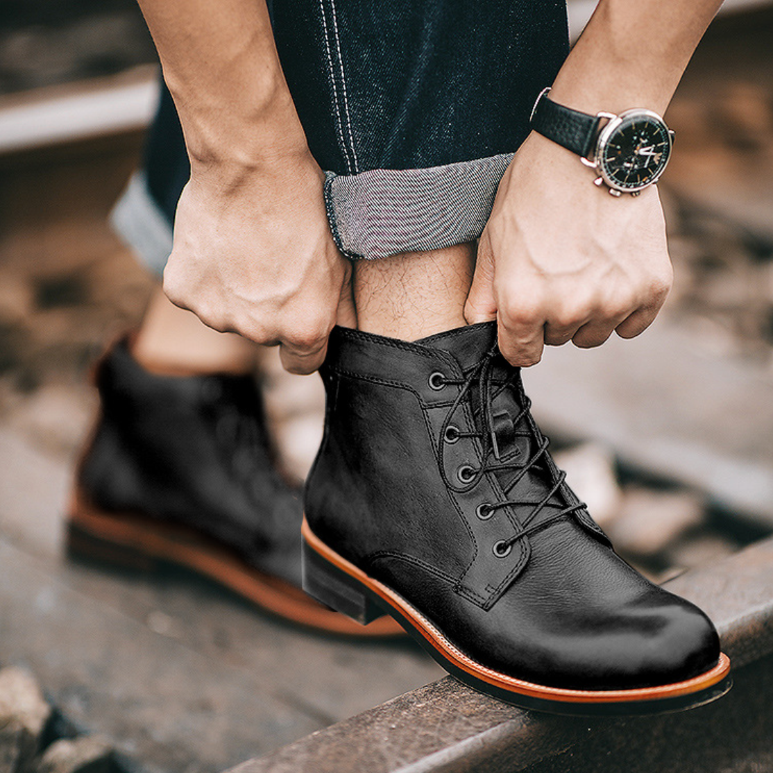 Bottes homme imperméabilisées, semelle adhérente, marron ou noir