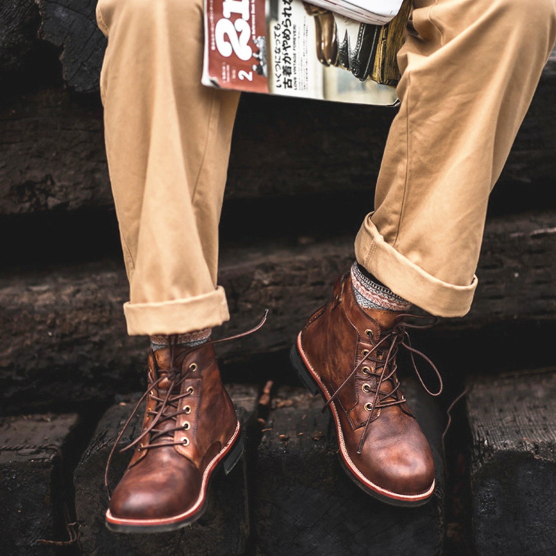 Bottes homme imperméabilisées, semelle adhérente, marron ou noir