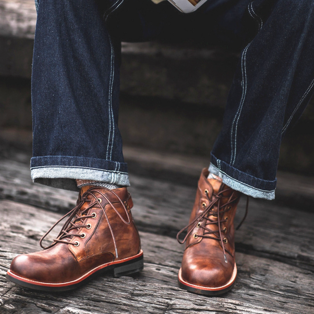 Bottes homme imperméabilisées, semelle adhérente, marron ou noir