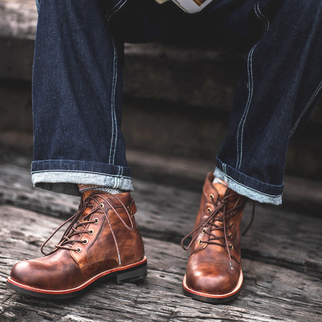 Bottes homme imperméabilisées, semelle adhérente, marron ou noir