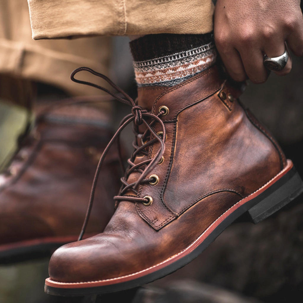 Bottes homme imperméabilisées, semelle adhérente, marron ou noir