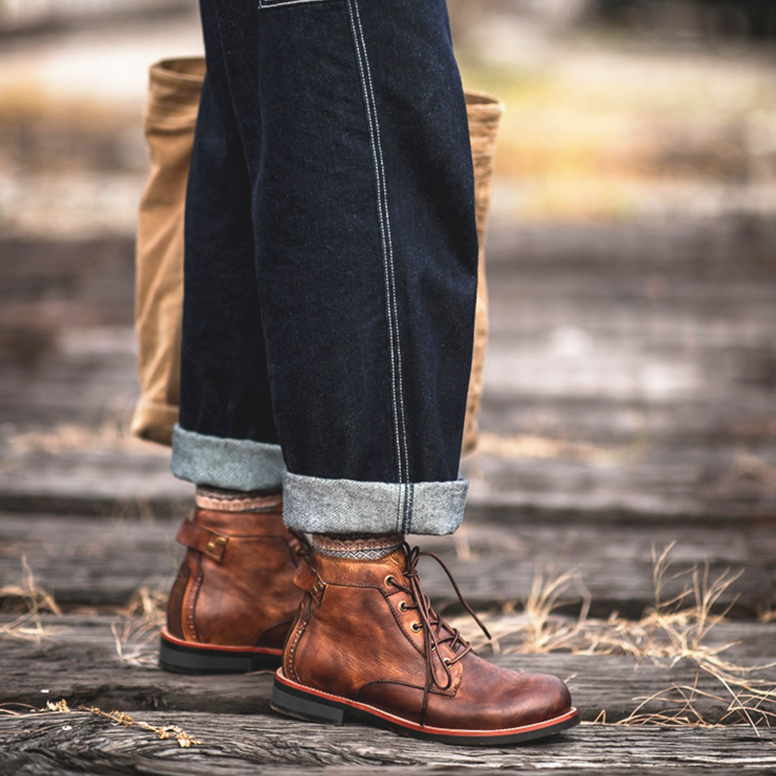 Bottes homme imperméabilisées, semelle adhérente, marron ou noir