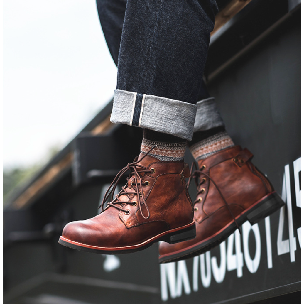 Bottes homme imperméabilisées, semelle adhérente, marron ou noir