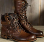 Bottines à lacets femme, semelle antidérapante, marron foncé