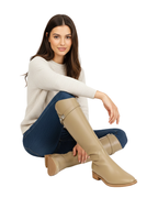 Bottes hautes femme sous le genou, talon bas, zip latéral