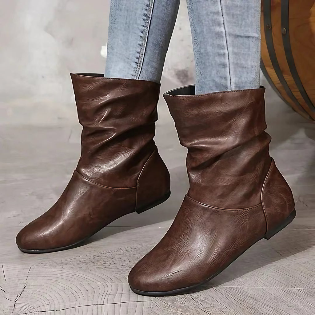 Bottines femme tige mi-haute, semelle antidérapante, 35 au 43, marron foncé