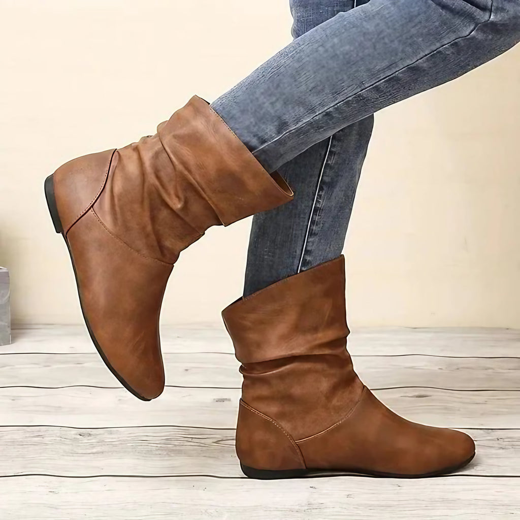 Bottines femme tige mi-haute, semelle antidérapante, 35 au 43, marron