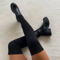 Bottes femme à tige stretch ajustée, noir ou blanc, noir