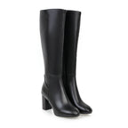 Bottes hautes femme hauteur genou, fermeture éclair, hiver, noir