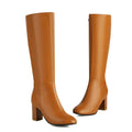 Bottes hautes femme hauteur genou, fermeture éclair, hiver, marron