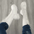 Bottes hautes femme à zip et lacets, semelle antidérapante