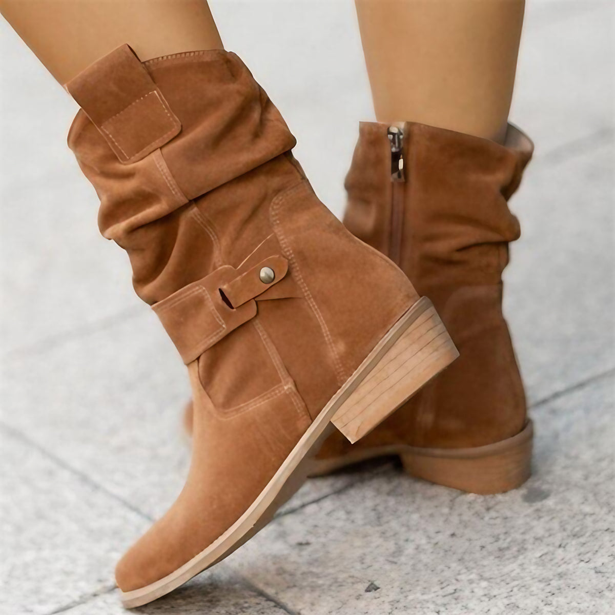 Bottes hautes femme à talon bloc, cinq coloris, du 35 au 43, brun clair