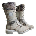 Bottes hautes femme d'hiver à fermeture éclair et lacets, gris