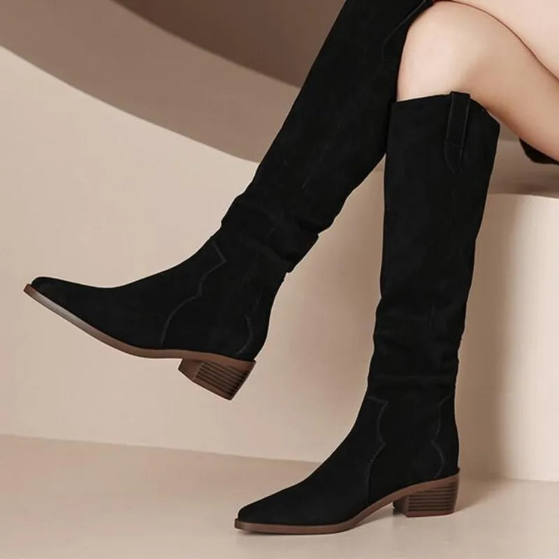 Bottes hautes femme à tige longue, noir ou beige, du 35 au 40