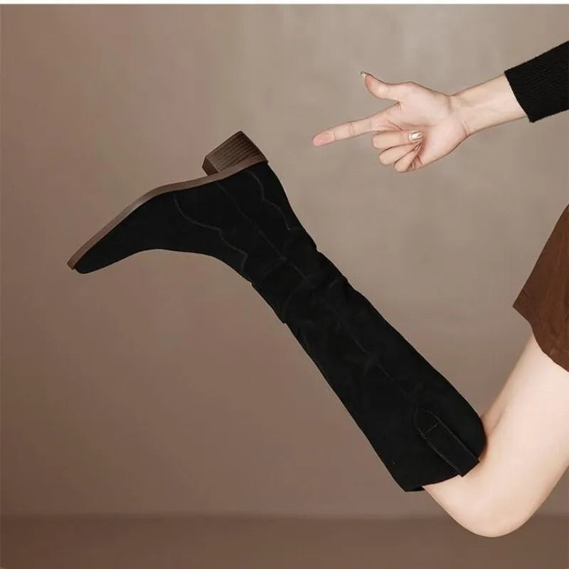 Bottes hautes femme à tige longue, noir ou beige, du 35 au 40