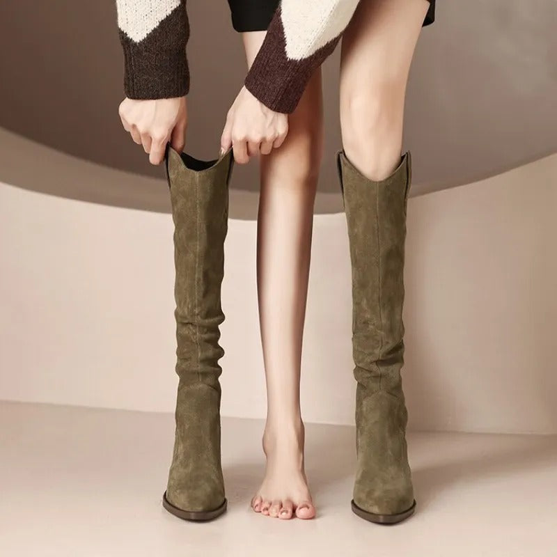Bottes hautes femme à tige longue, noir ou beige, du 35 au 40