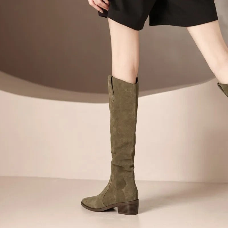 Bottes hautes femme à tige longue, noir ou beige, du 35 au 40