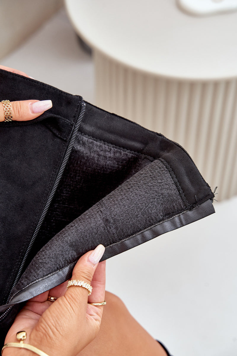 Bottes hautes femme bout pointu, petit talon carré