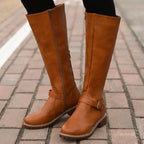 Bottes hautes femme à talon bloc et bout rond, du 35 au 43