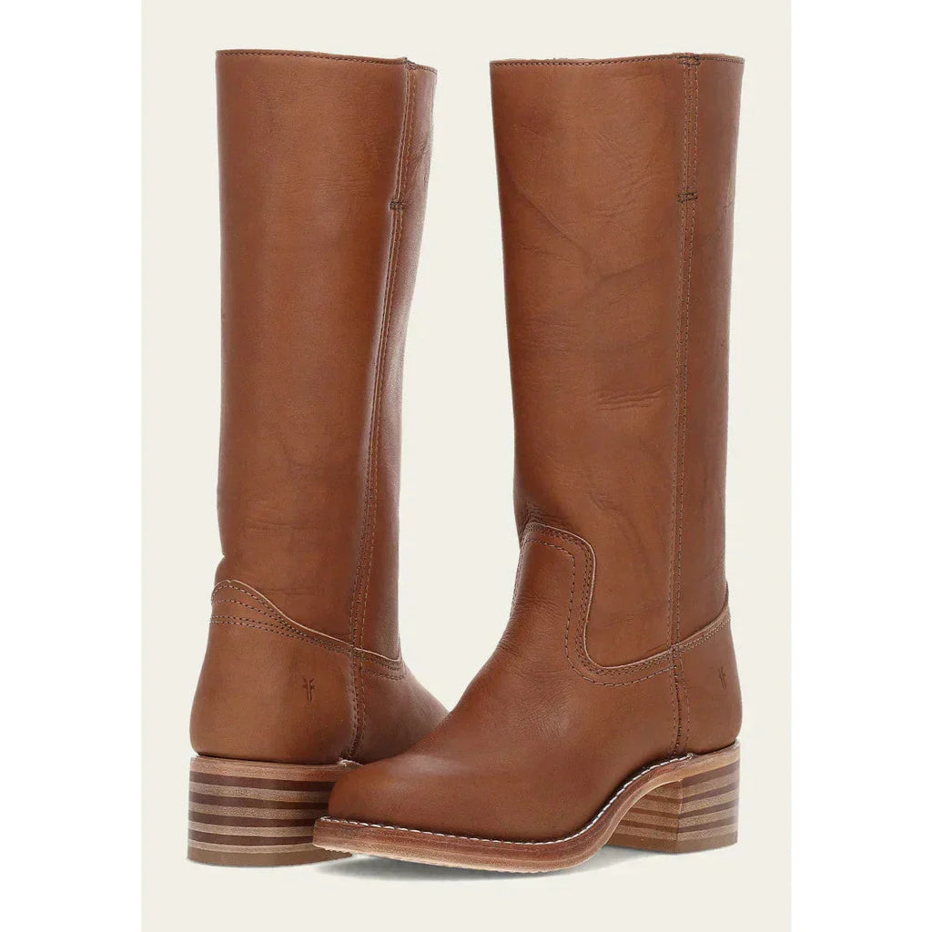 Bottes hautes femme à talon bloc et bout carré, du 35 au 46, marron clair